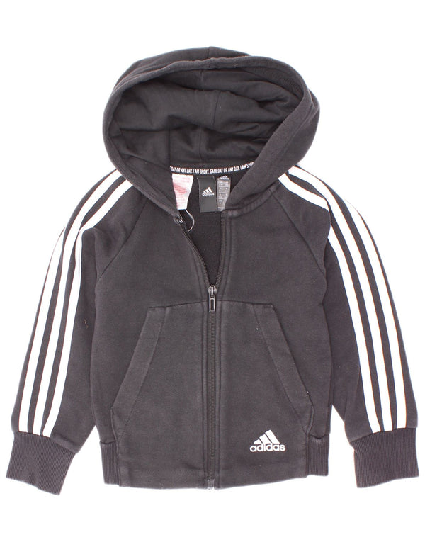Adidas Boys Zip Hoodie Pulover 5-6 ani bumbac negru