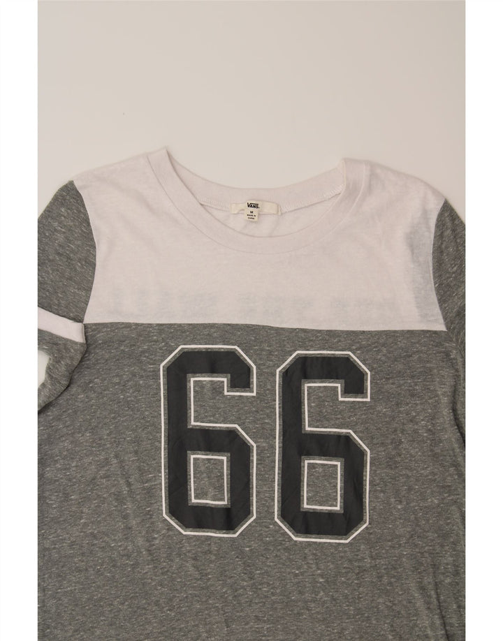 VANS Womens Graphic T-Shirt Dress UK 14 Medium Grey Colourblock Polyester Vintage Vans and Second-Hand Vans from Messina Hembry 