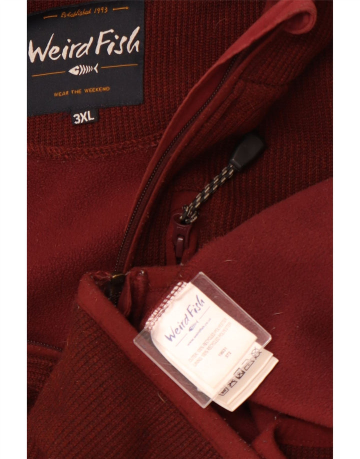 WEIRD FISH Pulover cu glugă cu fermoar pentru bărbați, poliester maro 3XL