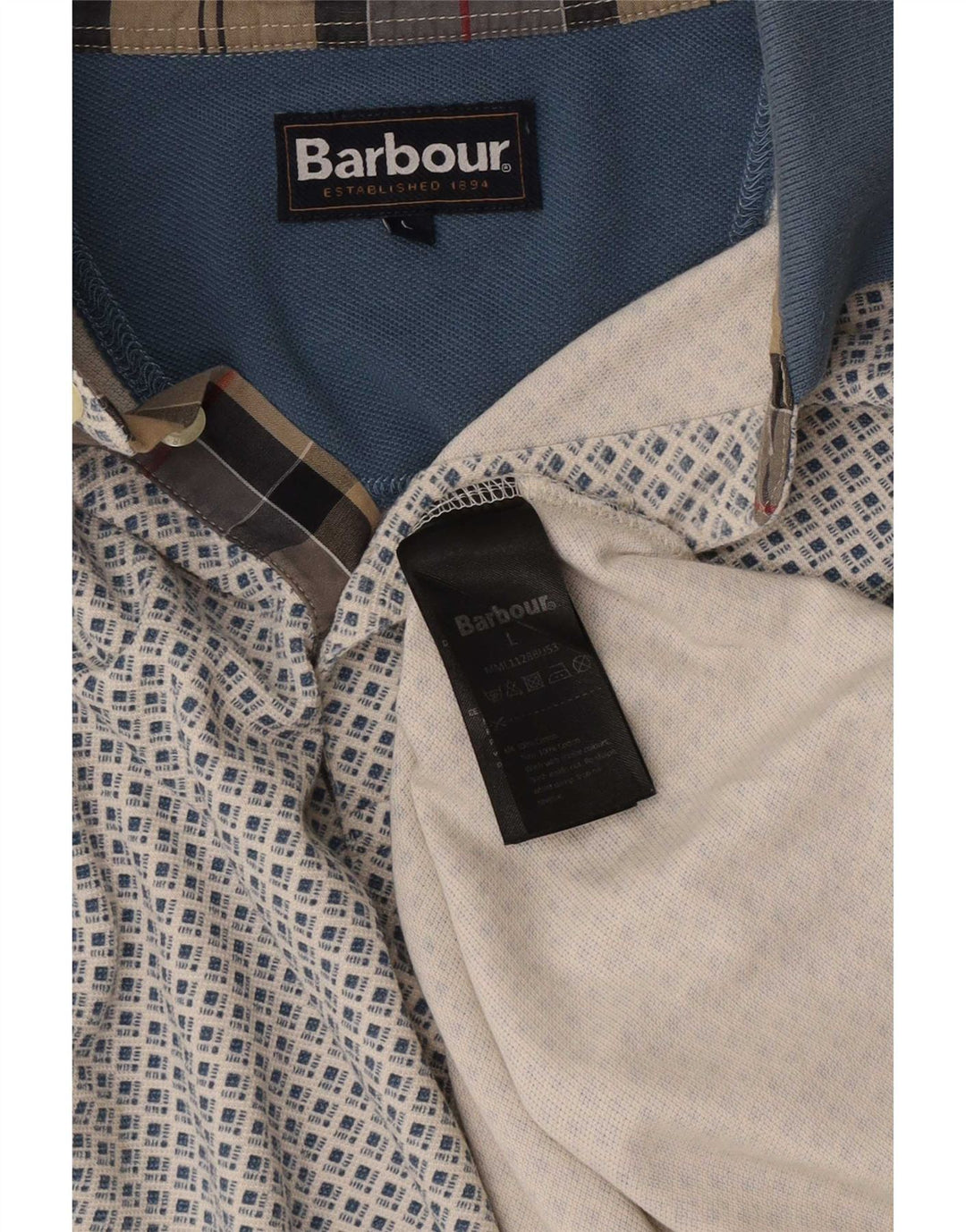 Tricou polo Barbour pentru bărbați, mare, albastru, geometric din bumbac