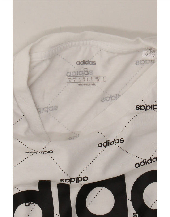 ADIDAS Mens Graphic T-Shirt Top Small White Cotton Vintage Adidas and Second-Hand Adidas from Messina Hembry 