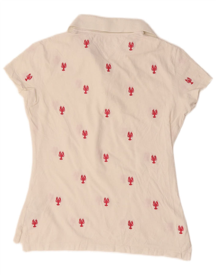 Tricou polo Tommy Hilfiger pentru femei, cu model abstract, UK 12, bumbac alb mediu