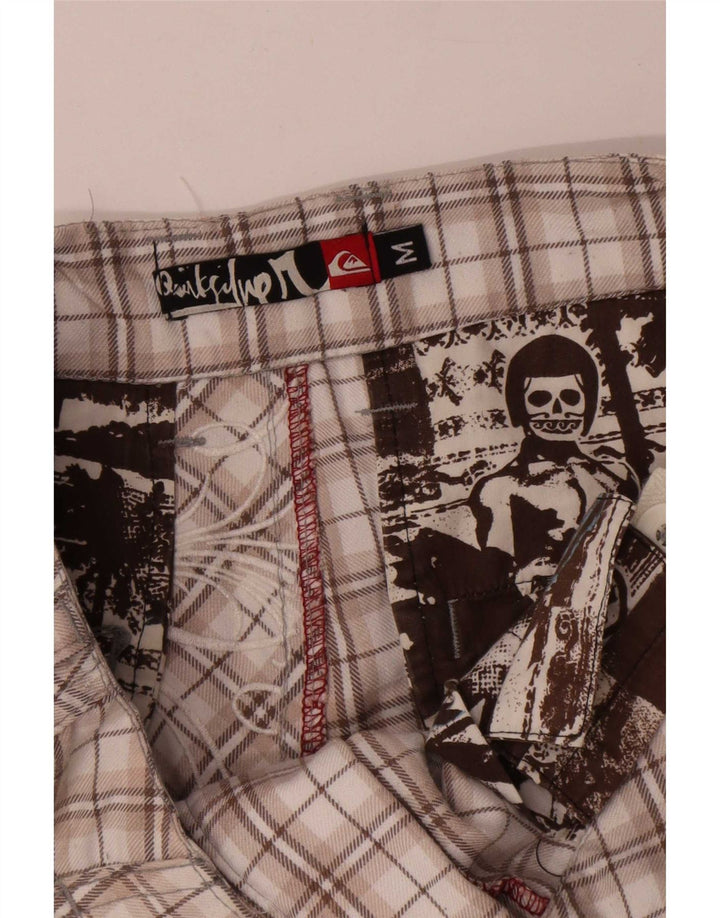 Pantaloni scurți chino grafic Quiksilver pentru bărbați, medii W32, poliester cu carouri bej