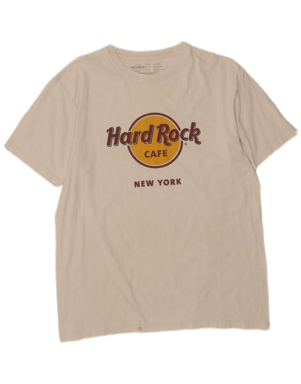 Hard Rock Cafe Tricou grafic New York pentru bărbați Top mare din bumbac alb