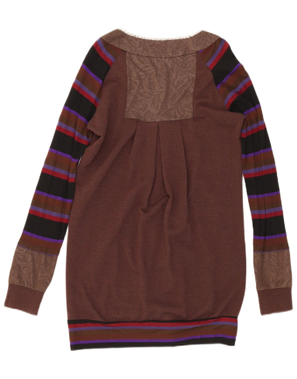 Pulover Vintage cardigan cu paragate pentru femei EU 38, bumbac cu dungi maro mediu