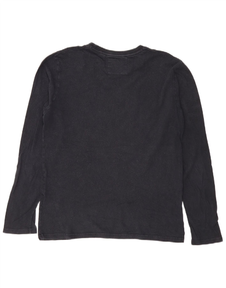 Top grafic pentru bărbați Superdry cu mânecă lungă, mare, negru, bumbac