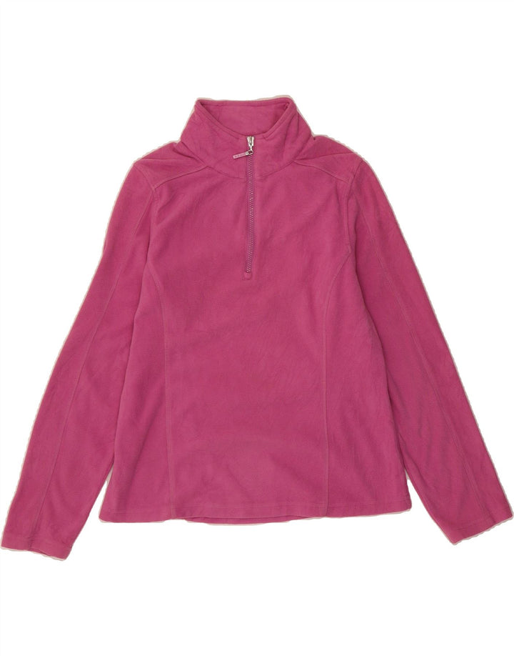 IZOD Womens Zip Neck Fleece Jumper UK 14 Medium Pink Polyester Vintage Izod and Second-Hand Izod from Messina Hembry 