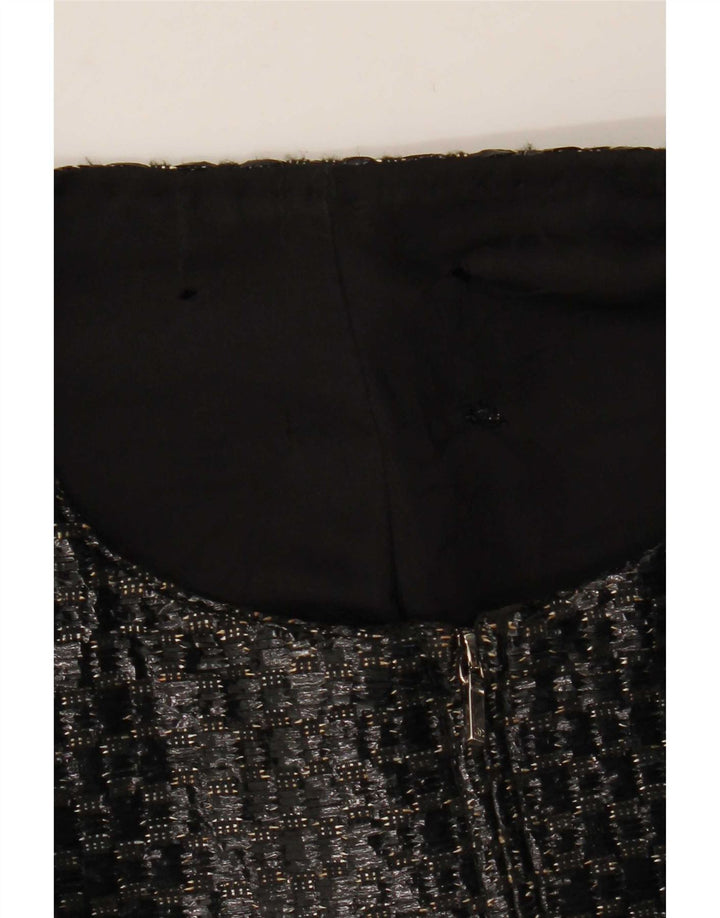 Jachetă vintage pentru femei cu mâneci 3/4 UK 12 Medium Negru Geometric