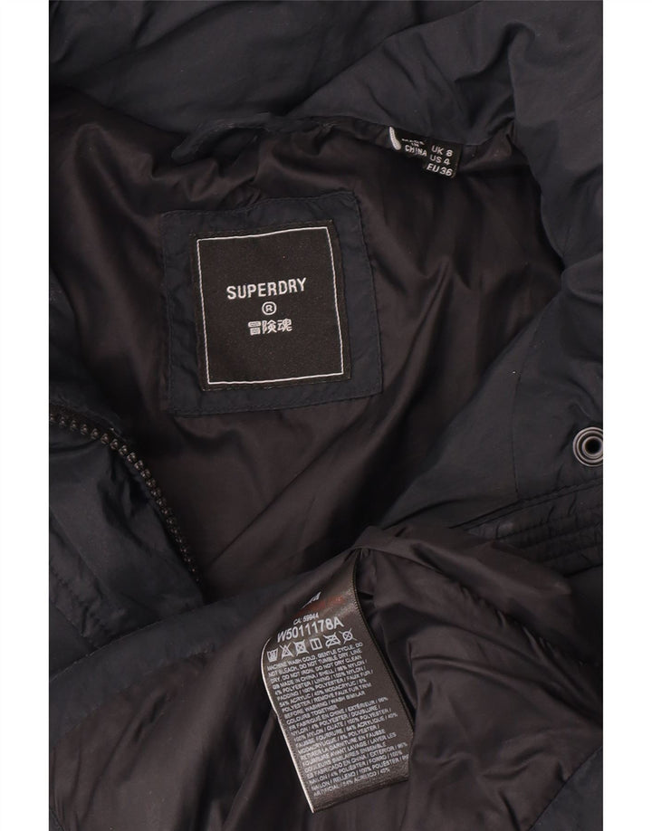 Jachetă căptușită Superdry pentru femei UK 8 Small Black Nylon