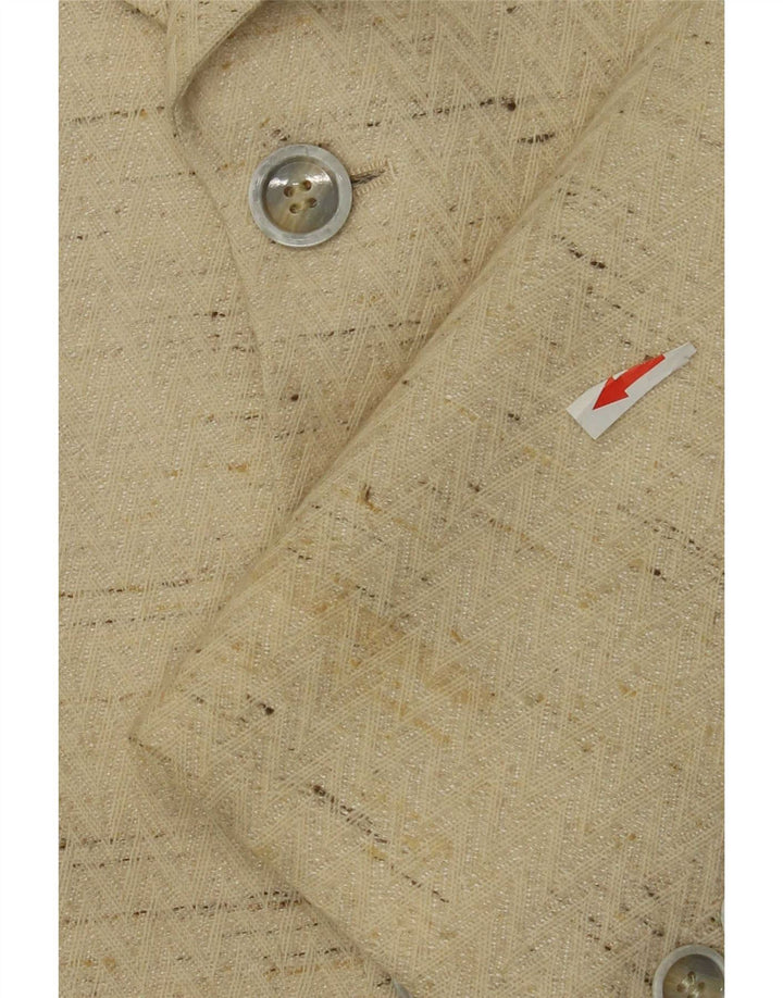 Jachetă vintage pentru bărbați cu 3 nasturi IT 48 Medium Bej Lână virgină cu pete