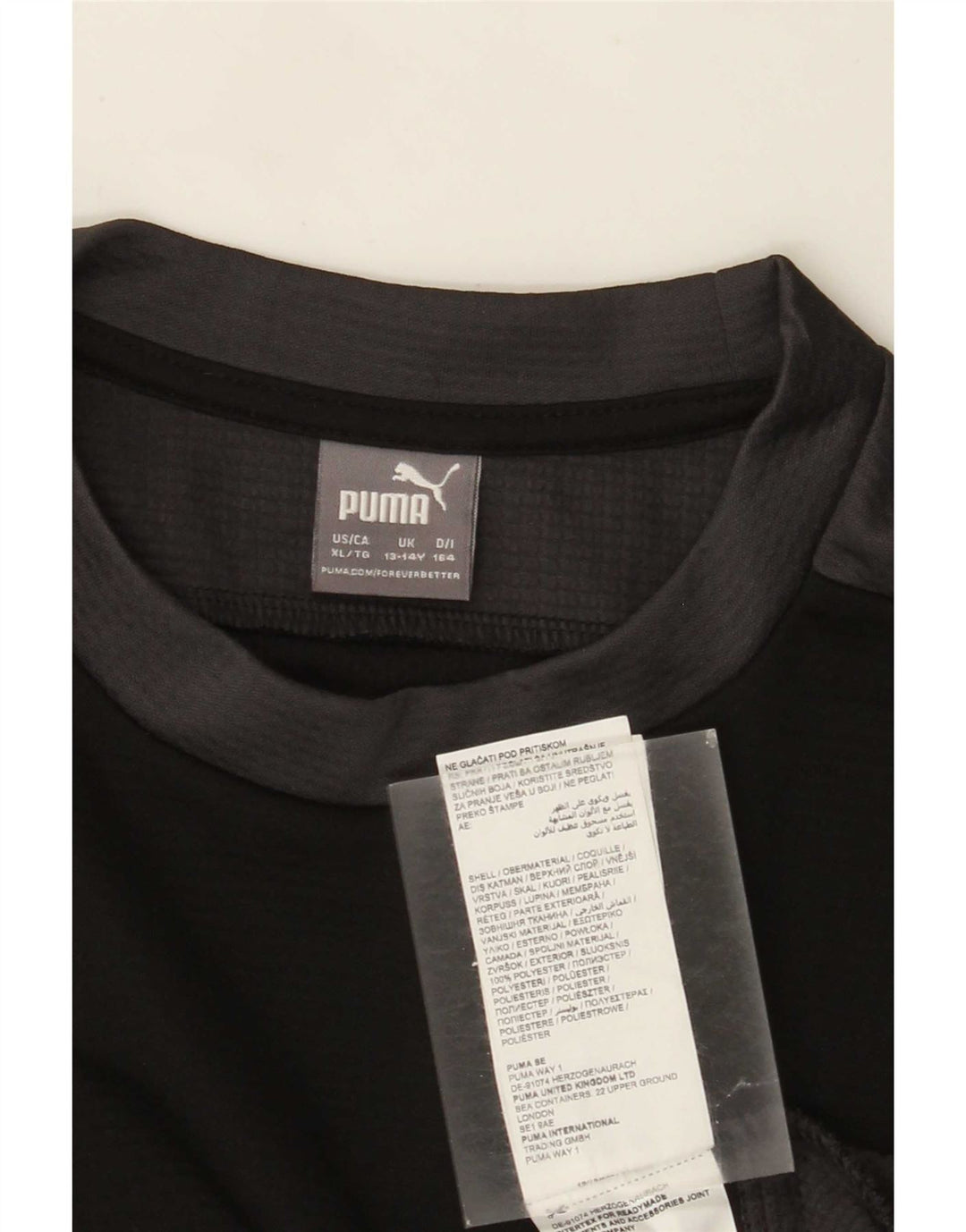 Top pentru băieți Puma cu mânecă lungă 13-14 ani, negru, poliester color bloc
