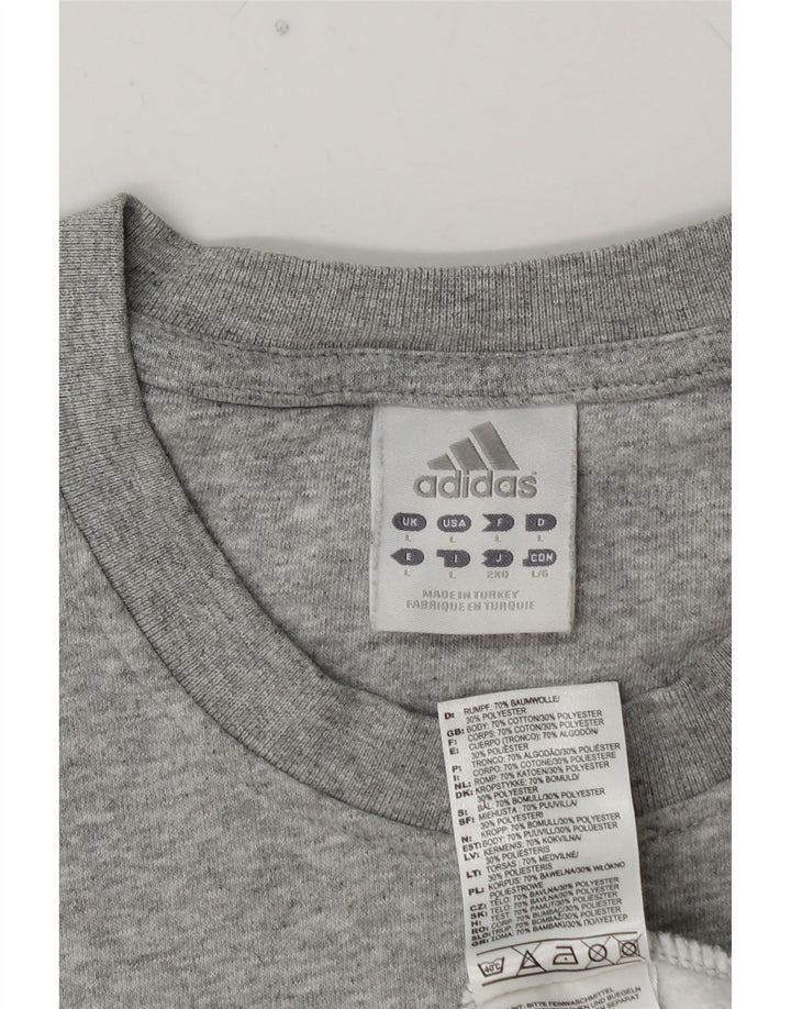 Hanorac grafic pentru bărbați ADIDAS Pulover mare din bumbac gri