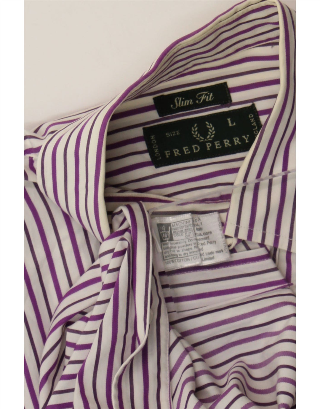 Cămașă pentru bărbați Fred Perry slim fit, mare, gri, bumbac cu dungi