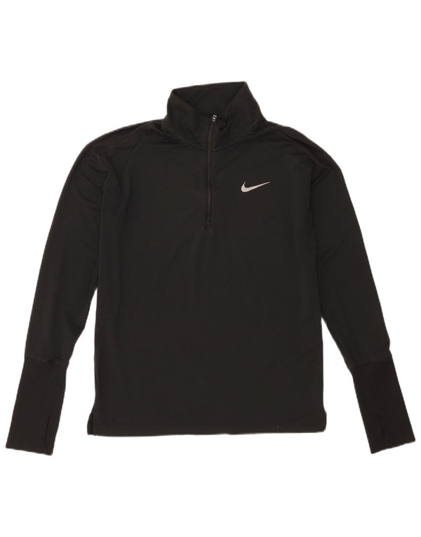 Top de trening Nike Dri Fit Zip Neck Pullover pentru femei UK 6 XS Poliester negru