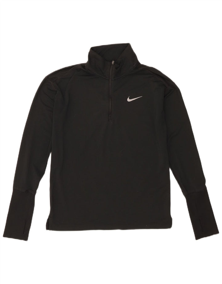 Top de trening Nike Dri Fit Zip Neck Pullover pentru femei UK 6 XS Poliester negru