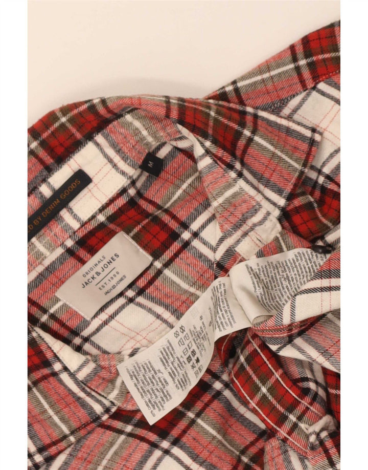 Cămașă de flanel Jack & Jones pentru bărbați, bumbac cu carouri roșii medii