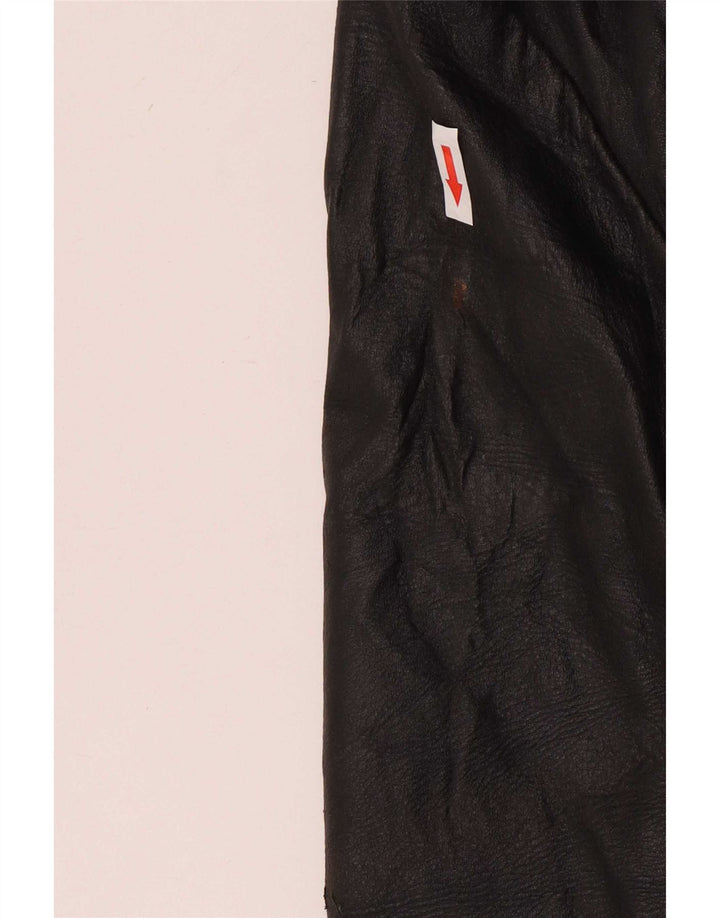 Jachetă vintage din piele cu 3 nasturi pentru femei UK 12 Medium Black