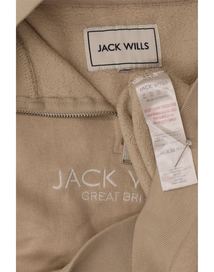 JACK WILLS Pulover pentru femei, cu fermoar supradimensionat, cu gât, UK 14, mare, bej