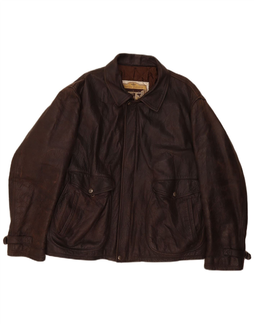Jachetă de piele vintage pentru bărbați UK 42 XL maro