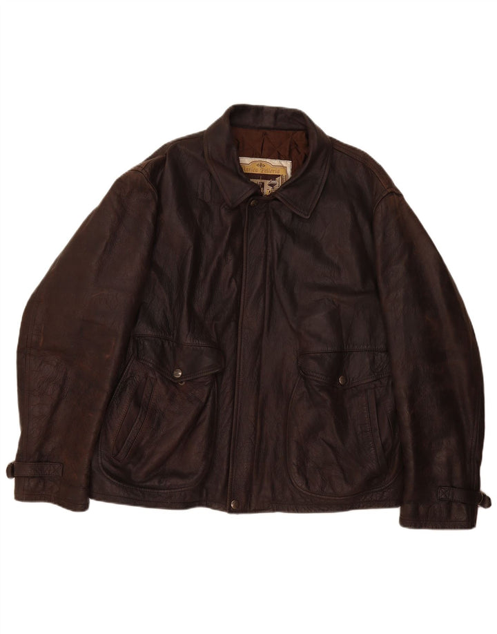 Jachetă de piele vintage pentru bărbați UK 42 XL maro