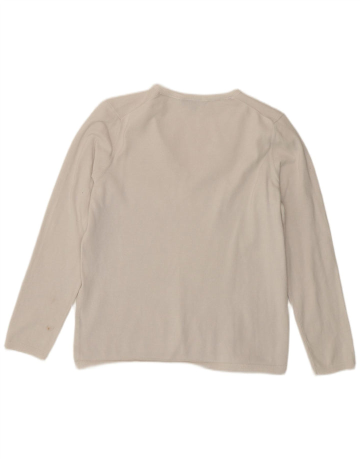 Pulover cu decolteu în V Tommy Hilfiger pentru femei UK 14 Medium White