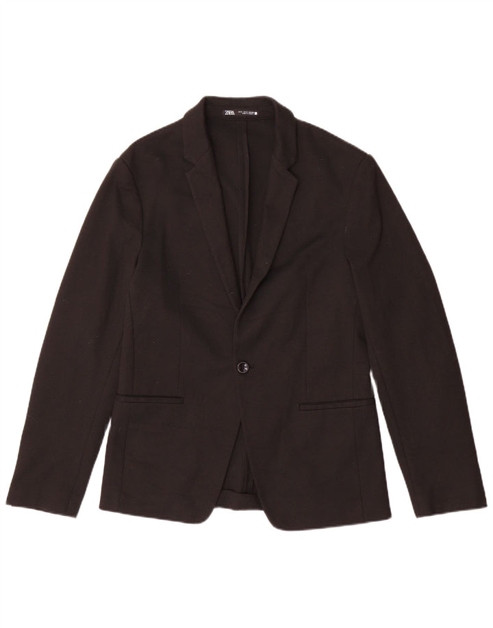 Jachetă blazer pentru bărbați Zara cu 1 nasture UK 36 Poliester negru mic