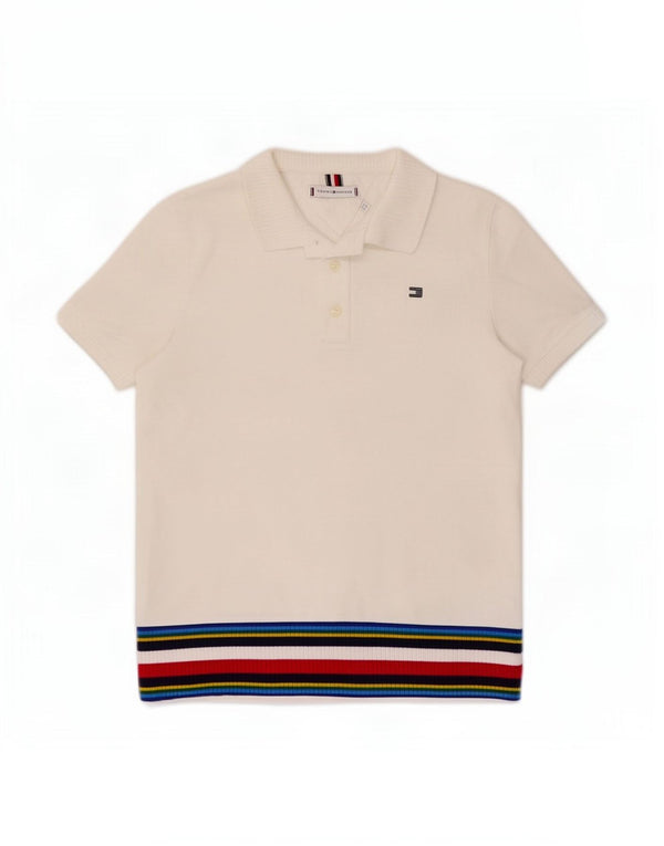 Tricou polo Tommy Hilfiger pentru femei UK 10 Bumbac cu dungi albe mici