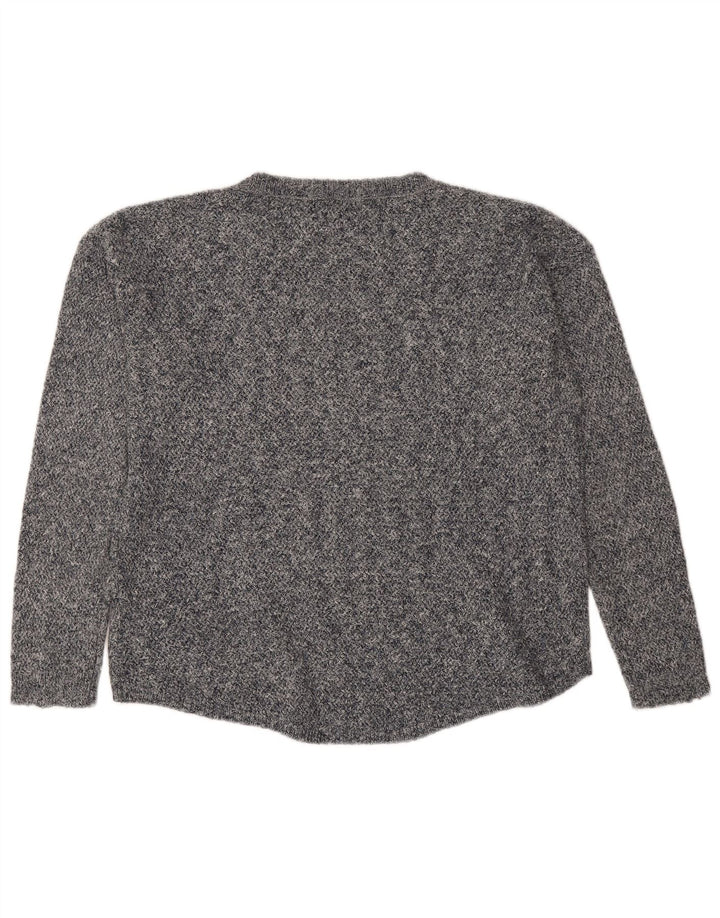 Pulover pentru femei Fat Face cu decolteu triplu UK 12, bumbac gri mediu