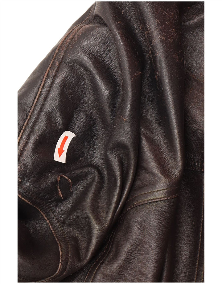 Jachetă de piele vintage pentru bărbați UK 44 2XL din piele neagră
