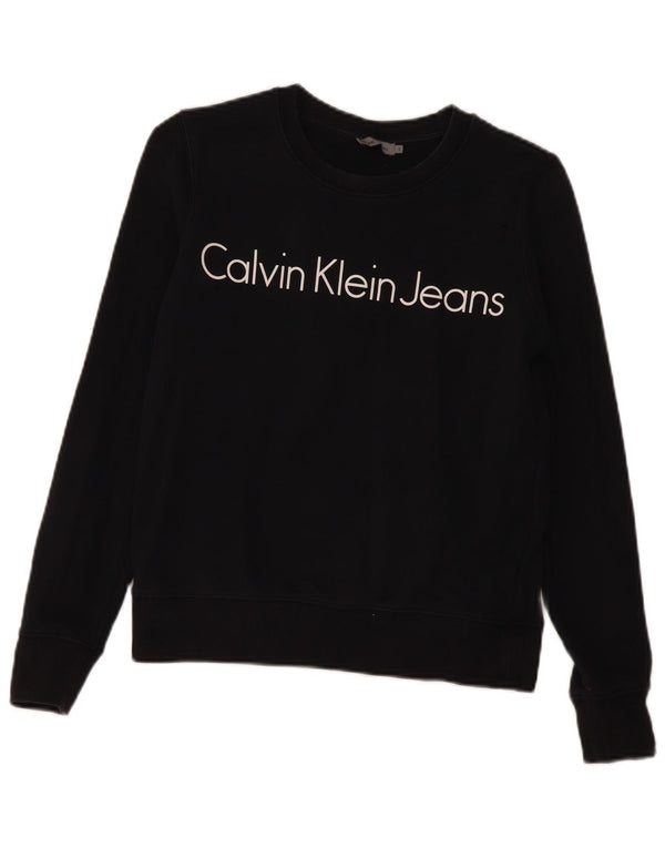 Calvin Klein Jeans Pulover cu grafic pentru femei UK 10 Small Black