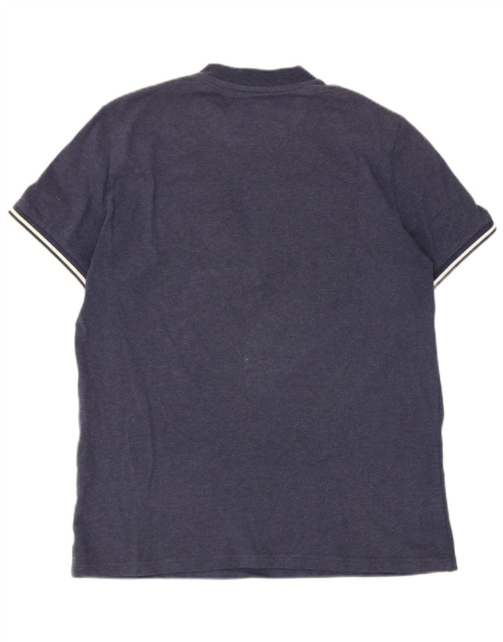 Tricou Fred Perry pentru bărbați, cu fermoar, cu gât, mijlociu, bleumarin, în dungi