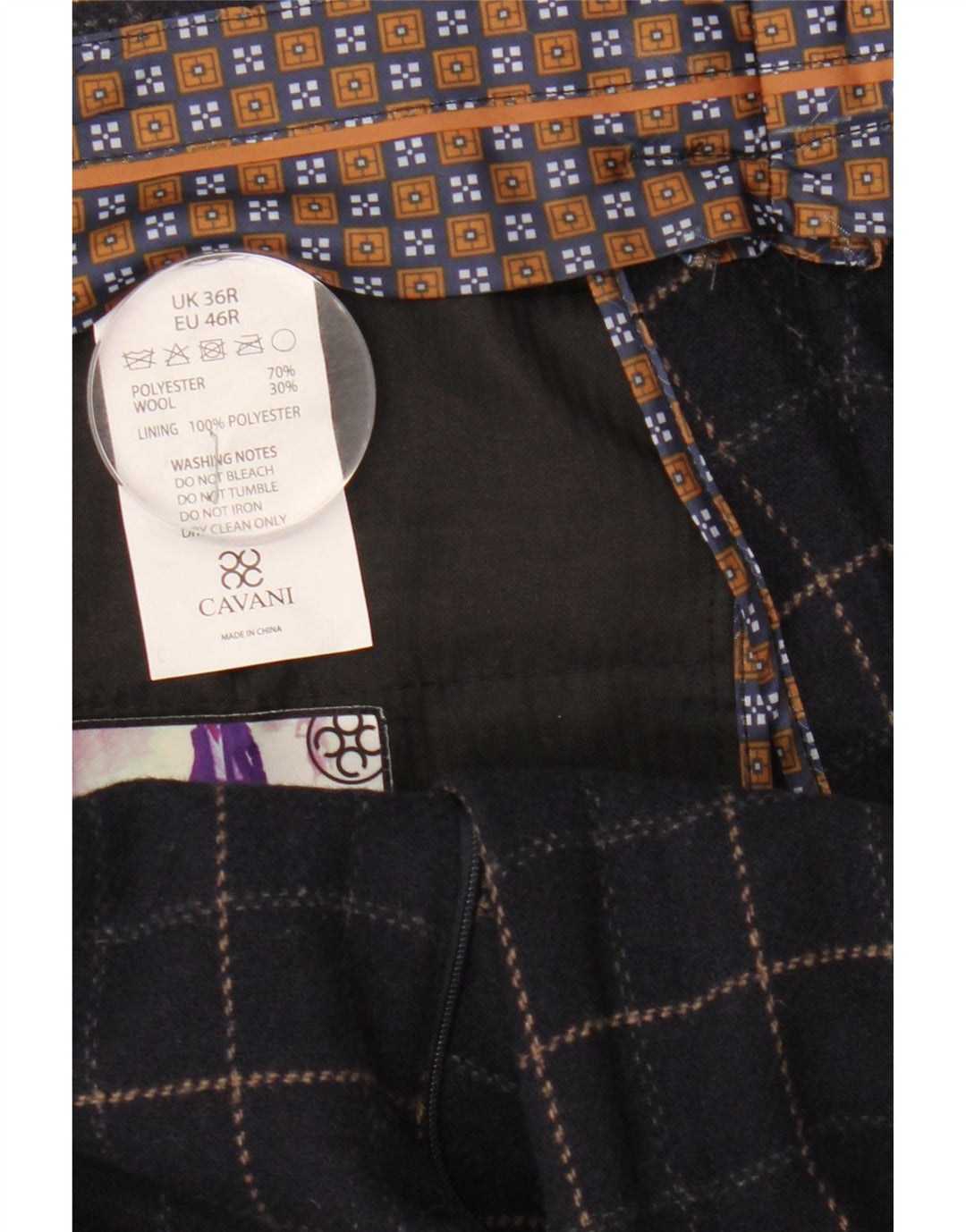 Costum pentru bărbați Cavani, 2 nasturi, 2 piese UK 40 mare W38 L32 bleumarin, carouri