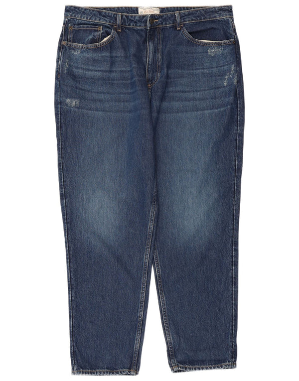 FAT FACE Jeans mom pentru femei Blugi conici învechiți UK 18 XL W38 L28 Albastru