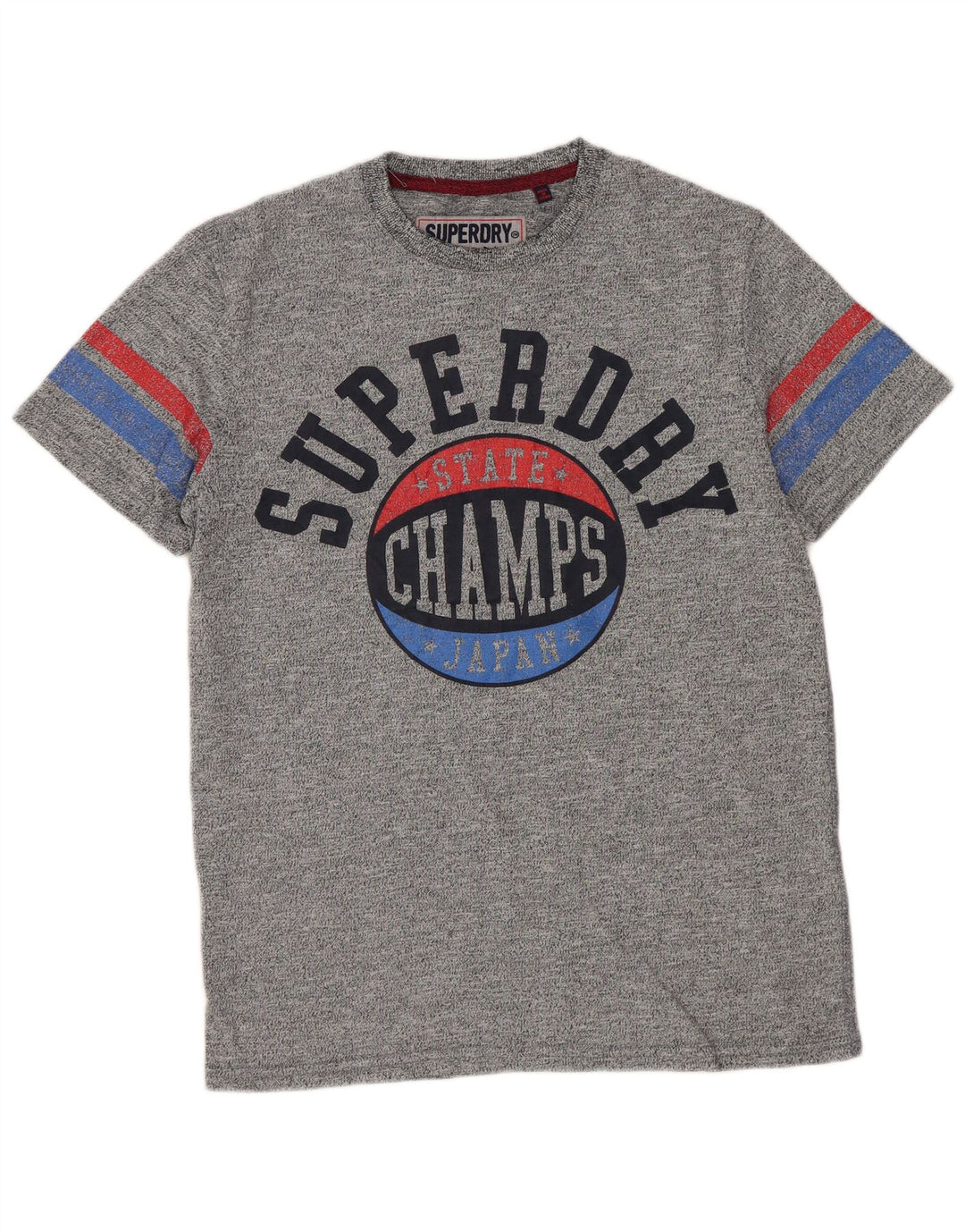 Tricou grafic pentru bărbați Superdry Top mic, gri, bumbac cu pete
