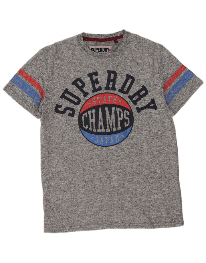 Tricou grafic pentru bărbați Superdry Top mic, gri, bumbac cu pete
