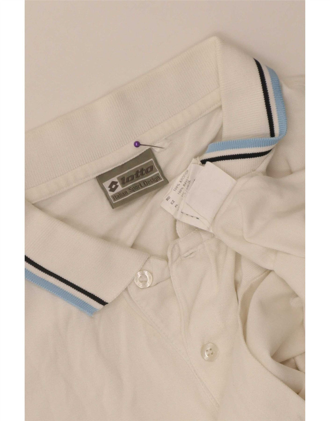 Tricou polo pentru bărbați Lotto, bumbac mare cu dungi albe