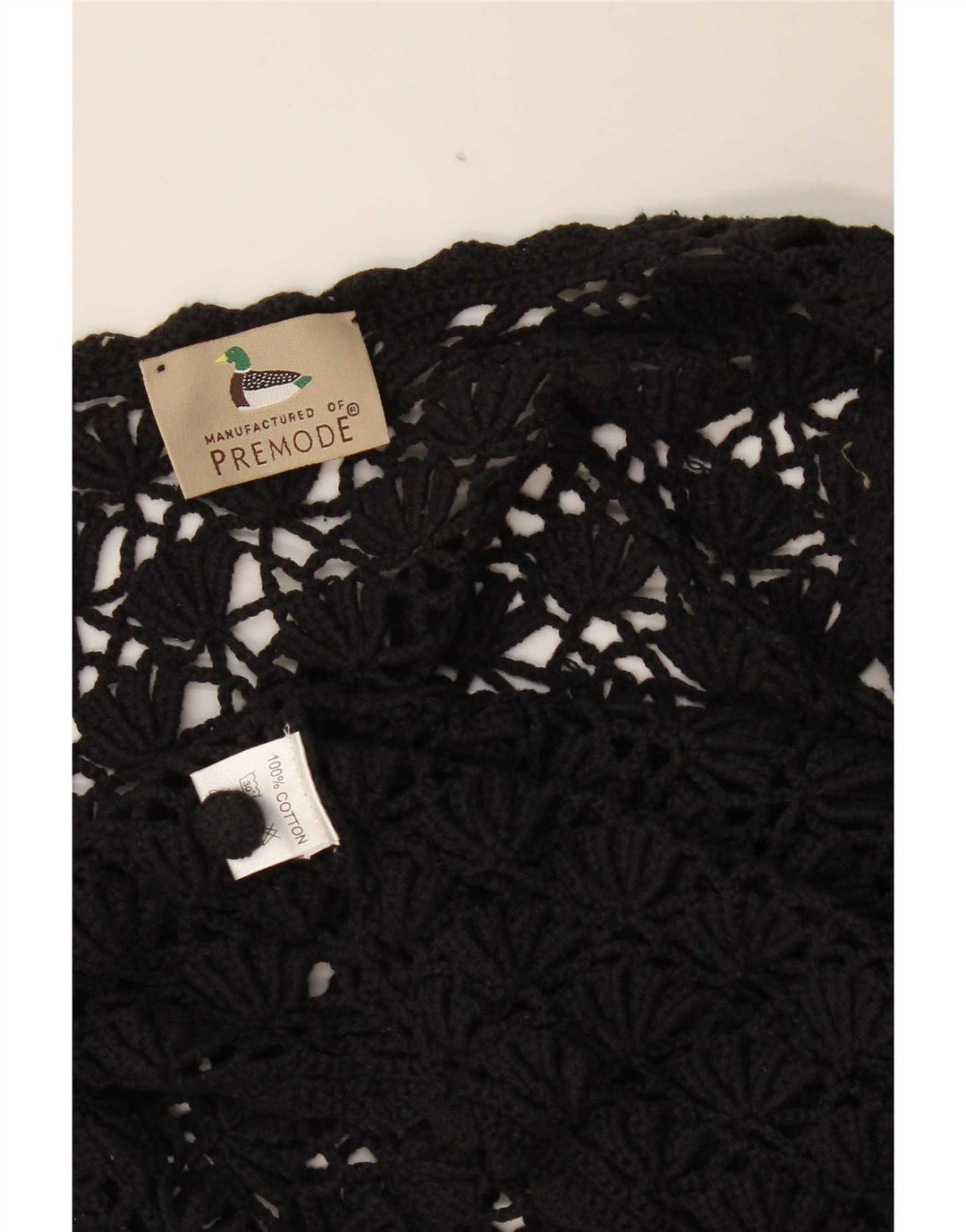 Top cardigan croșetat Premode pentru femei UK 12, bumbac mediu negru
