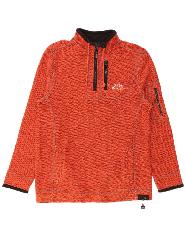 Weird Fish pentru bărbați cu grafic 1/4 Zip Pulover mare bumbac portocaliu