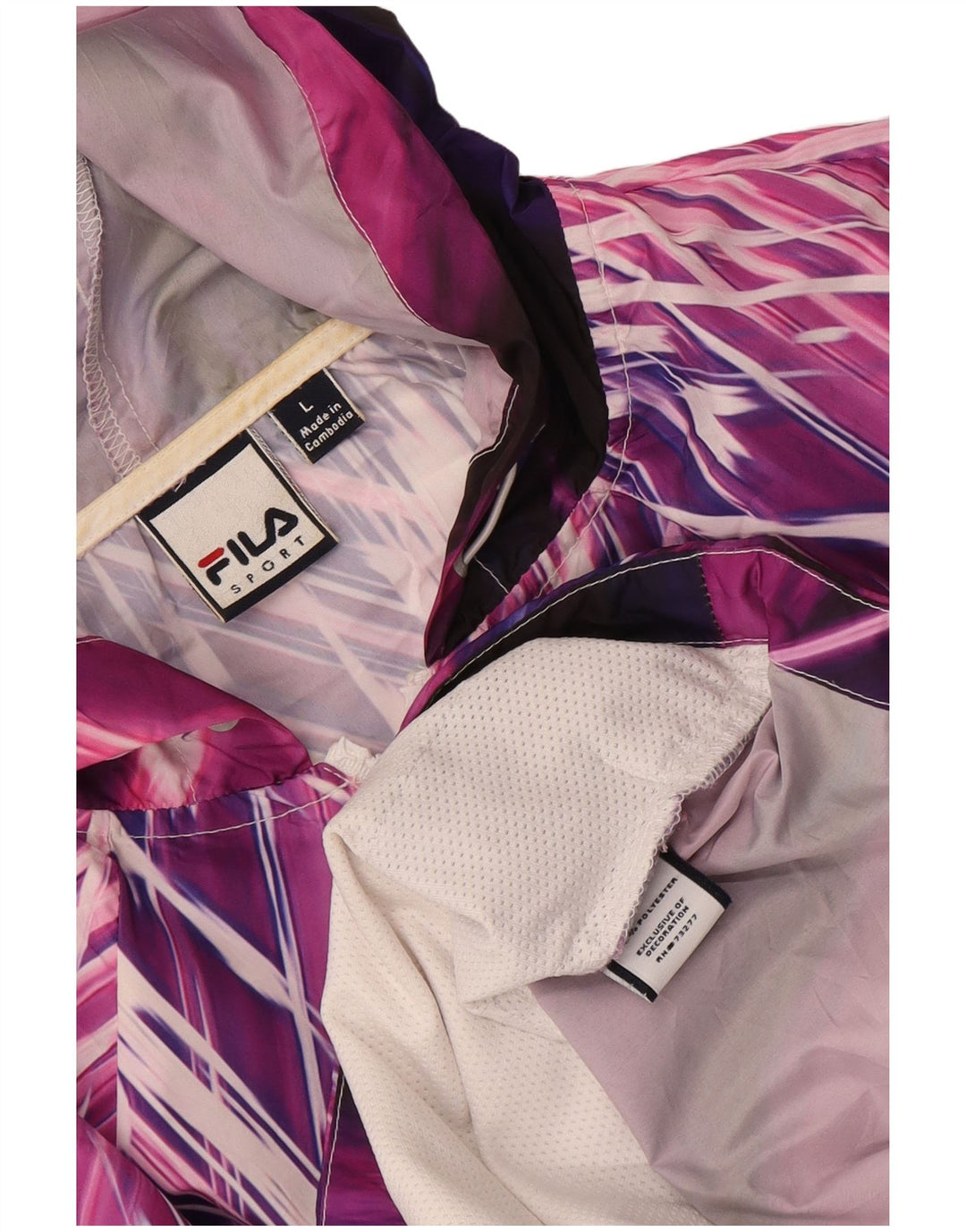 Jachetă de ploaie cu glugă Fila pentru femei UK 16, mare, multicolor, poliester cu dungi