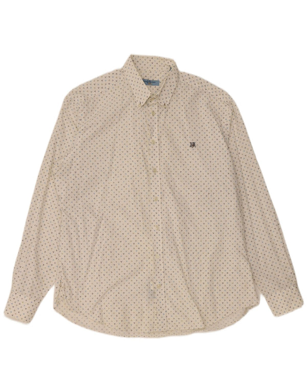 HARMONT & BLAINE Mens Shirt 3XL Off White Spotted Cotton