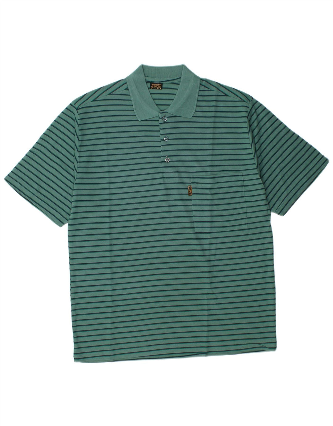 Tricou polo vintage pentru bărbați, bumbac cu dungi verzi medii