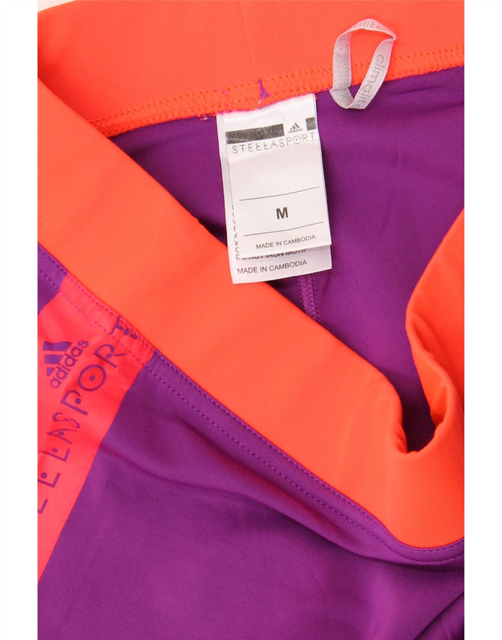 Leggings ADIDAS Climalite Graphic pentru femei UK 12 Medium Purpuri Colorblock