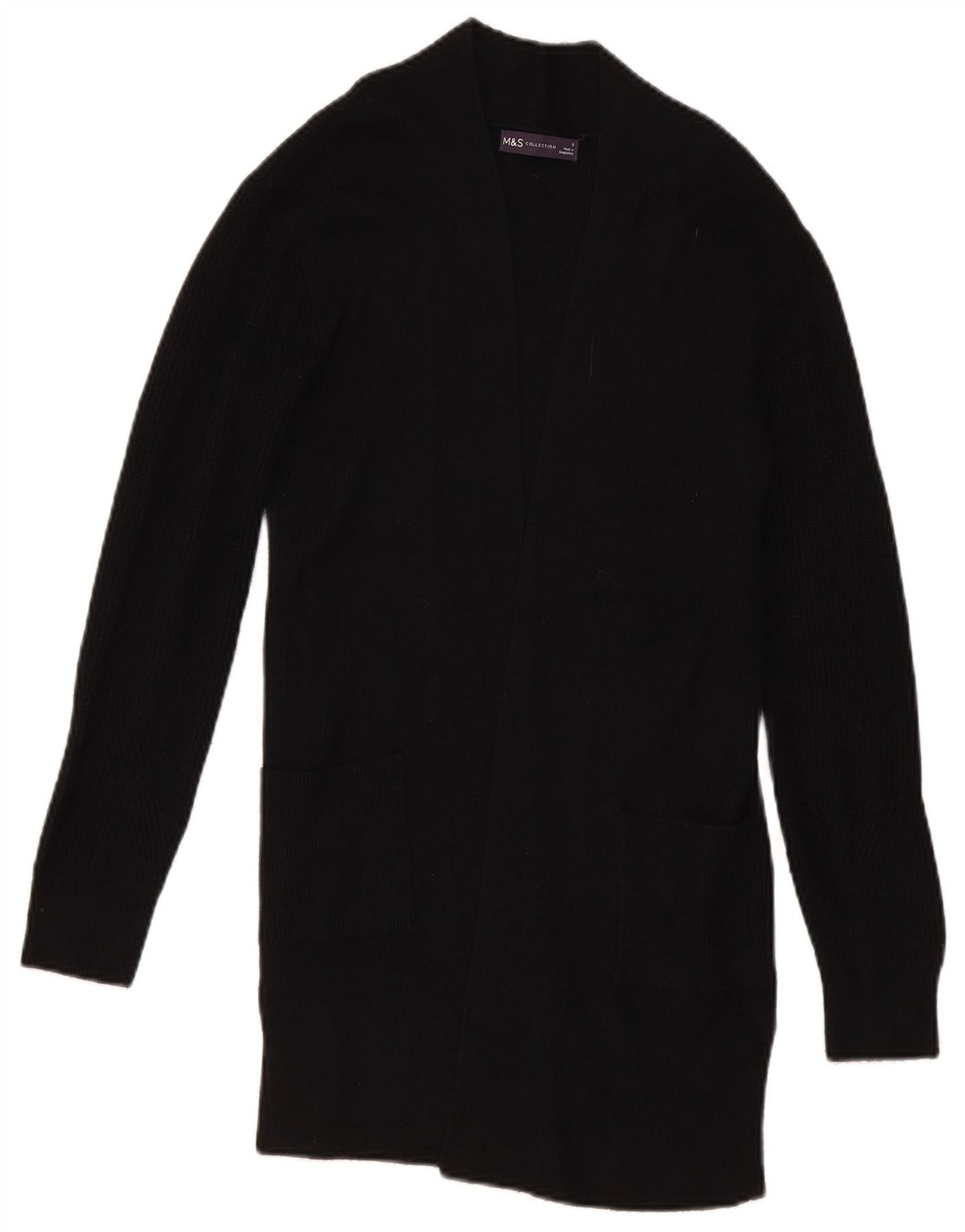 Pulover cardigan deschis pentru femei Marks & Spencer UK 8 Small Black Viscose