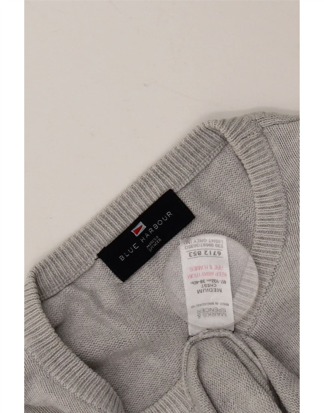 Pulover pentru bărbați Marks & Spencer cu decolteu rotund, UK 38/40, gri mediu