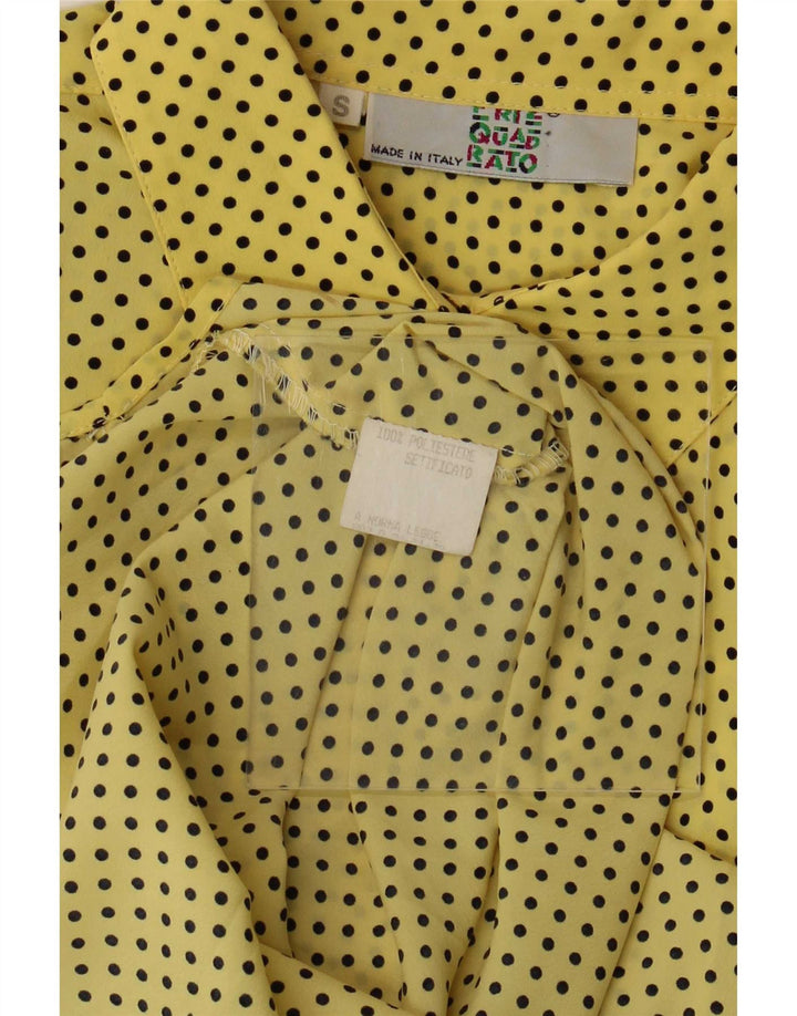 Vintage Cămașă supradimensionată pentru femei UK 10 Small Yellow Spotted Polyester