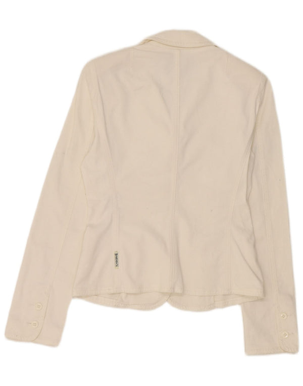 Jachetă Blazer pentru femei Armani Jeans cu 3 nasturi UK 10 Bumbac alb mic
