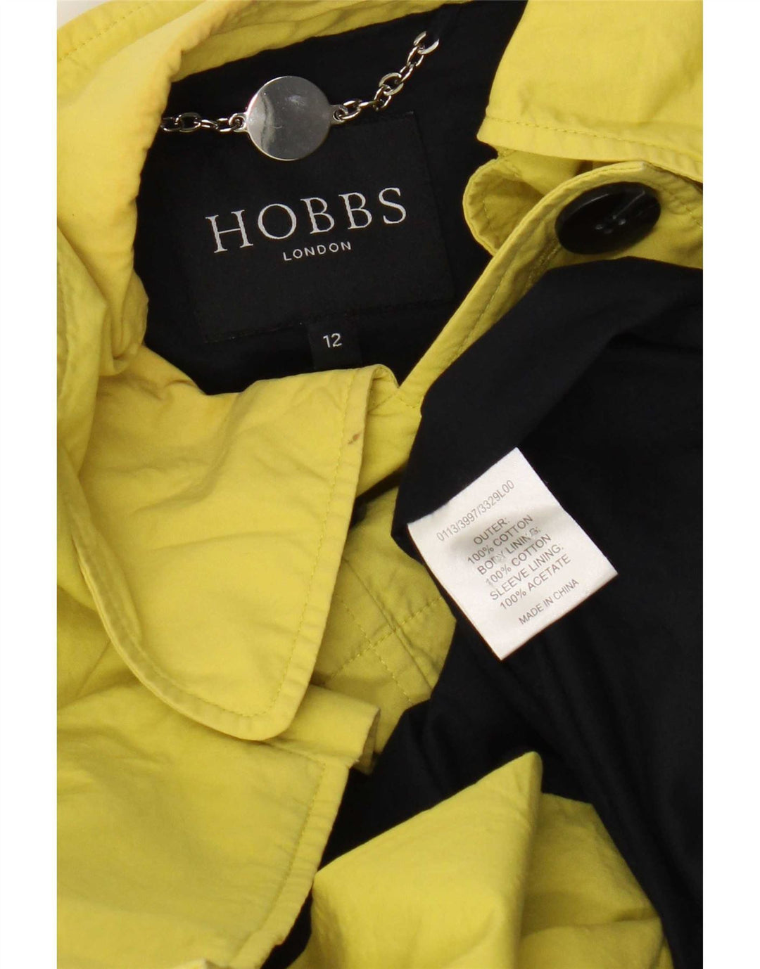 Palton Hobbs pentru femei UK 12, bumbac galben mediu