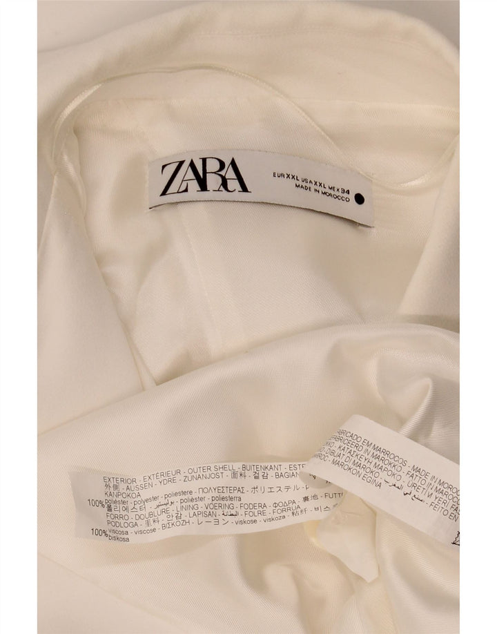 ZARA pardesiu fără mâneci pentru femei UK 20 2XL poliester alb