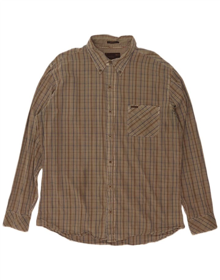 Cămașă Marlboro Classics pentru bărbați, cu tăiere obișnuită, 2XL, bumbac cu carouri kaki