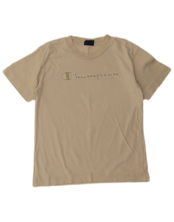 Champion Boys Graphic T-Shirt Top 9-10 Years Beige Cotton